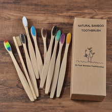 Load image into Gallery viewer, Neue design mischfarbe bambus zahnbürste Eco Friendly hölzernen Zahn Pinsel Weichen borsten Spitze Holzkohle erwachsene mundpflege zahnbürste
