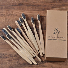 Load image into Gallery viewer, Neue design mischfarbe bambus zahnbürste Eco Friendly hölzernen Zahn Pinsel Weichen borsten Spitze Holzkohle erwachsene mundpflege zahnbürste
