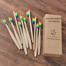 Load image into Gallery viewer, Neue design mischfarbe bambus zahnbürste Eco Friendly hölzernen Zahn Pinsel Weichen borsten Spitze Holzkohle erwachsene mundpflege zahnbürste
